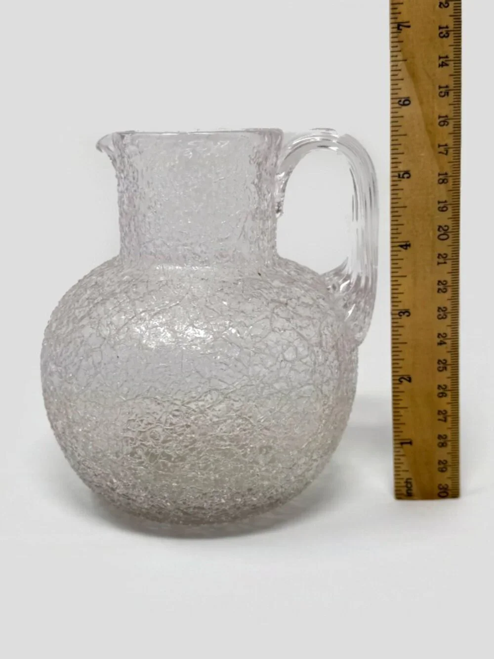 Antique Victorian Boston & Sandwich Clear Handblown Overshot Glass Pitcher